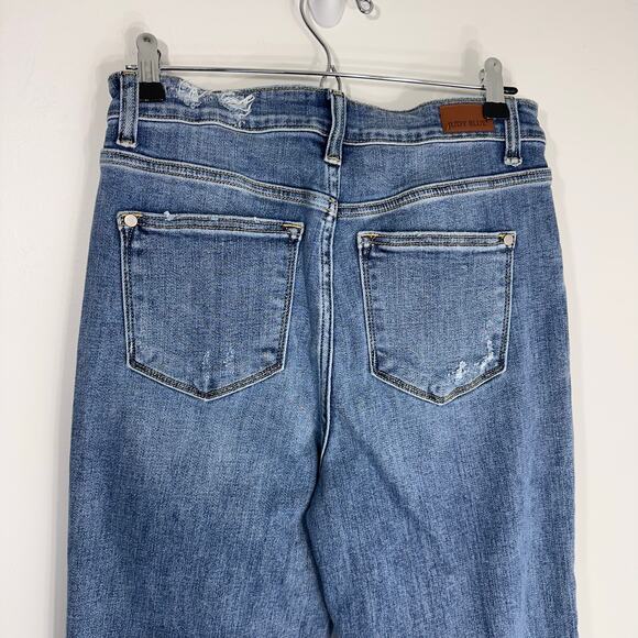 Judy Blue High Rise Destroy Wide Leg Crop Distressed Jeans | Medium Wash | SZ 27 - Picture 7 of 12